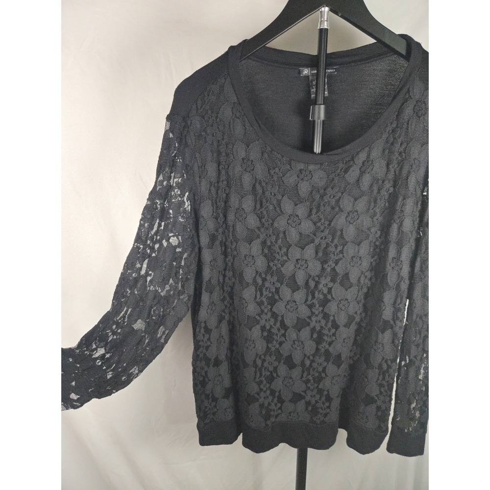 Black Lace Long Sleeve Top Sz XL Whimsigoth Gothic Fairy Grunge Floral Mesh